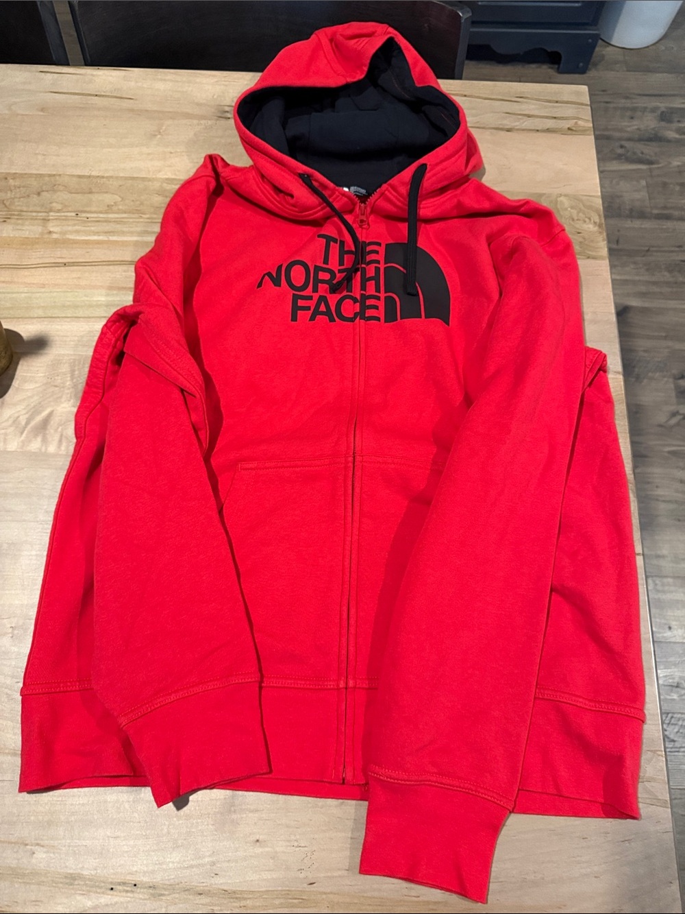 The North Face Red Full-Zip Hoodie with Black Logo - Picture 1 of 2